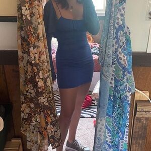 Tight blue cotton dress